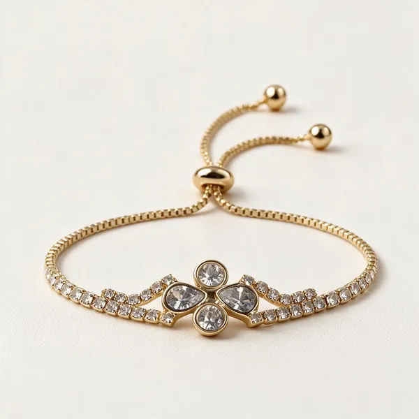 Gold_Alloy_Crystal_Cluster_Adjustable_Bracelet_For_Women