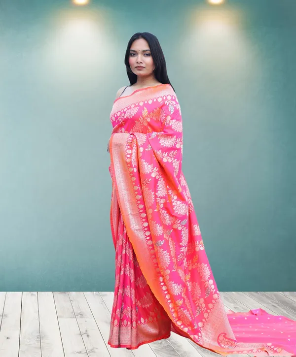 Pink_Katan_Silk_Floral_Print_Saree_For_Women
