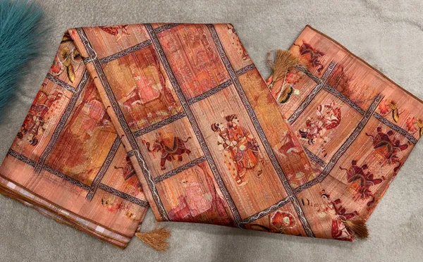 Rust_Amarveli_Silk_Zari_Printed_Tassel_Saree_For_Women