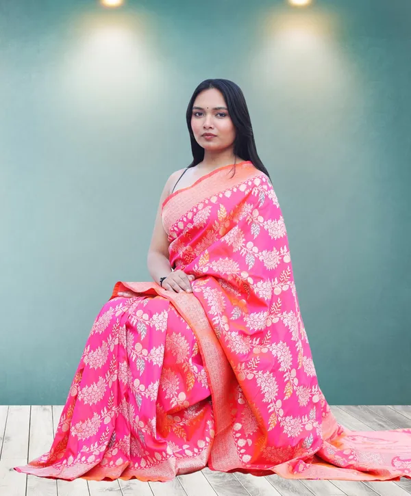Pink_Katan_Silk_Floral_Print_Saree_For_Women