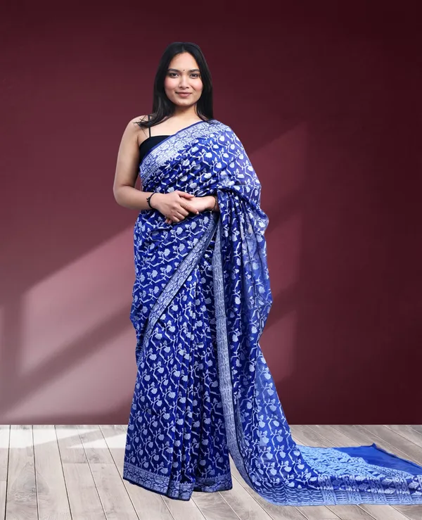 Blue_Cotton_Geometric_Print_Saree_For_Women