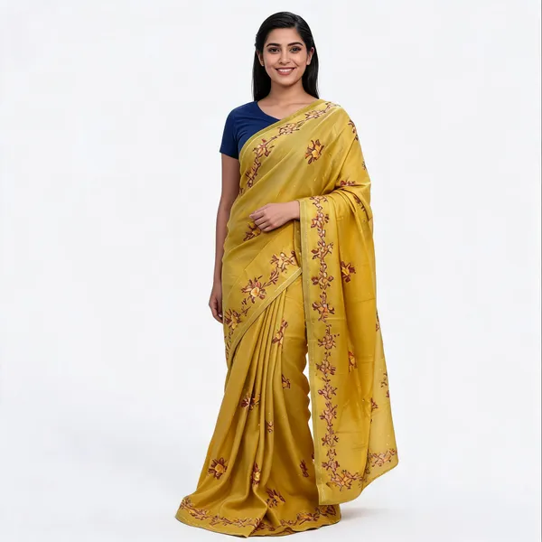 Mustard_Jhakat_Silk_Zari_Floral_Print_Saree_For_Women