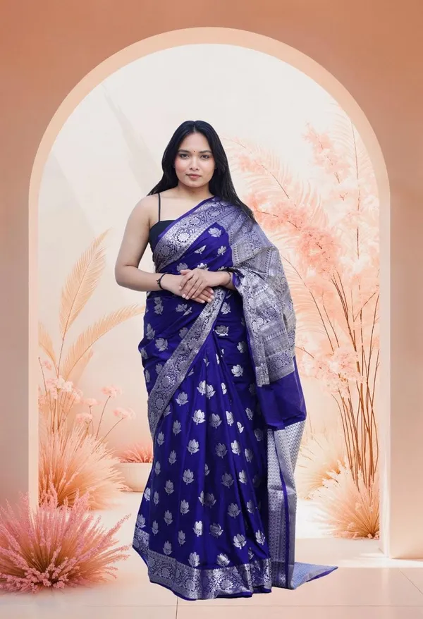 Blue_Soft_Silk_Meenakari_Floral_Motif_Saree_For_Women