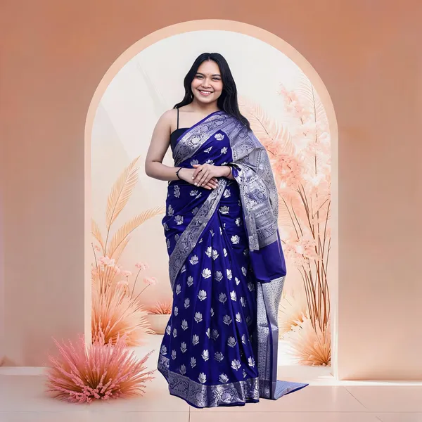 Blue_Soft_Silk_Meenakari_Floral_Motif_Saree_For_Women