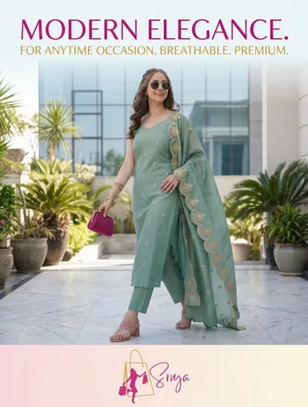 Green_Chanderi_Silk_Straight_Salwar_Suit_Set_For_Women