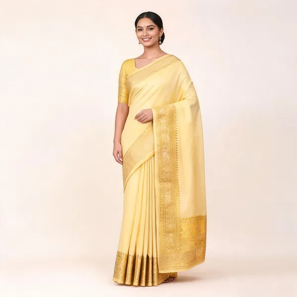 Yellow_Silk_Cotton_Blend_Woven_Traditional_Saree_For_Women