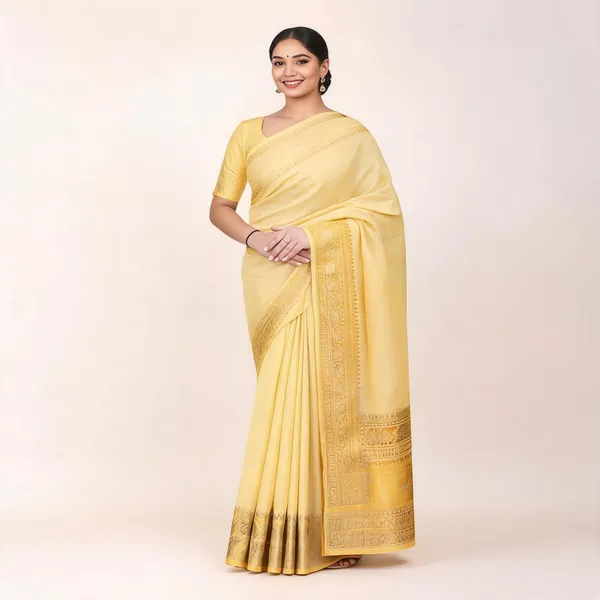 Yellow_Silk_Cotton_Blend_Woven_Traditional_Saree_For_Women