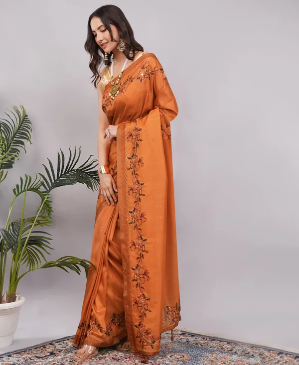 Orange_Jhakat_Silk_Zari_Floral_Print_Saree_For_Women