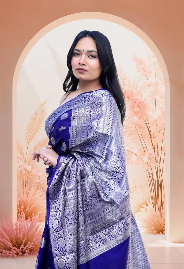 Blue_Soft_Silk_Meenakari_Floral_Motif_Saree_For_Women