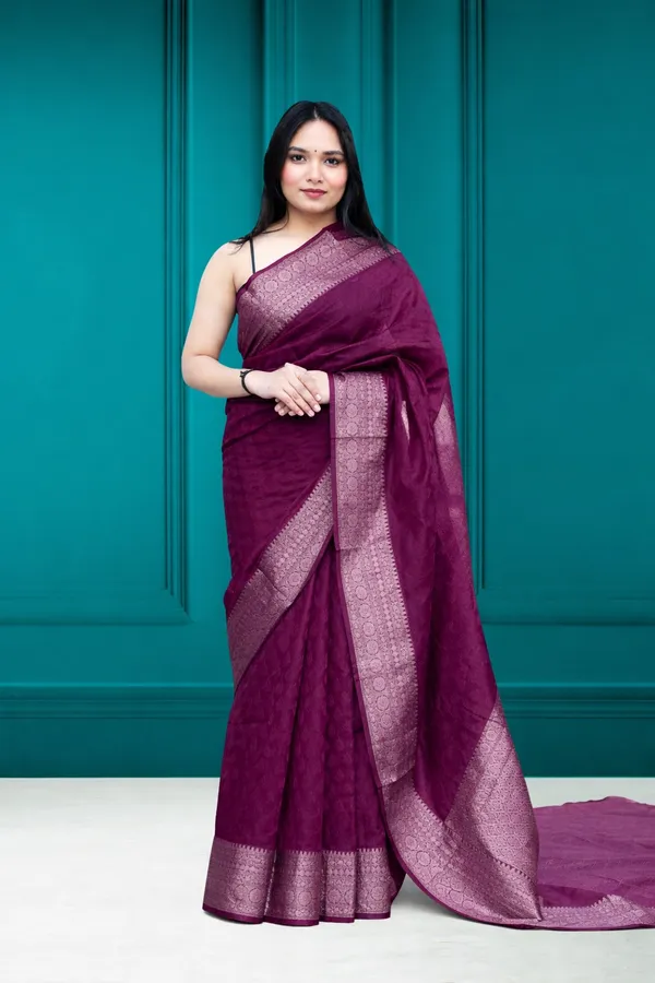 Purple_Silk_Meenakari_Woven_Motif_Saree_For_Women