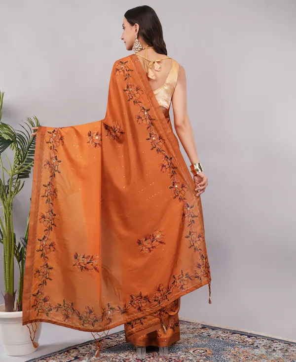 Orange_Jhakat_Silk_Zari_Floral_Print_Saree_For_Women