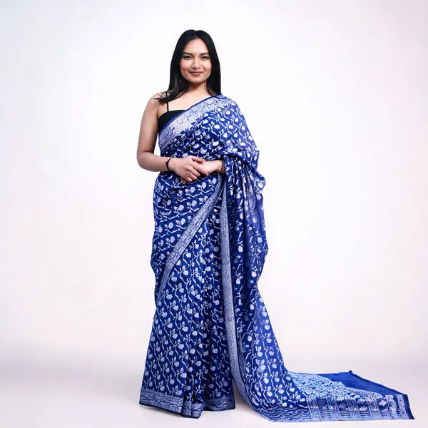 Blue_Cotton_Geometric_Print_Saree_For_Women