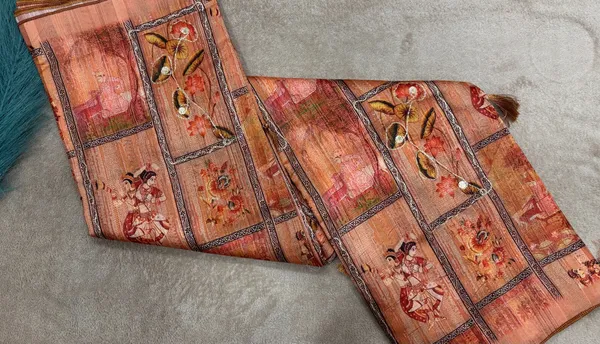 Rust_Amarveli_Silk_Zari_Printed_Tassel_Saree_For_Women