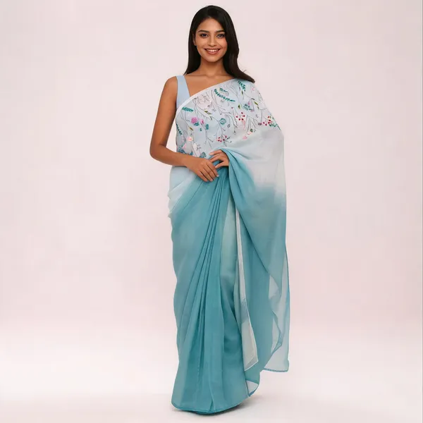 Light_Blue_Linen_Floral_Motif_Saree_For_Women