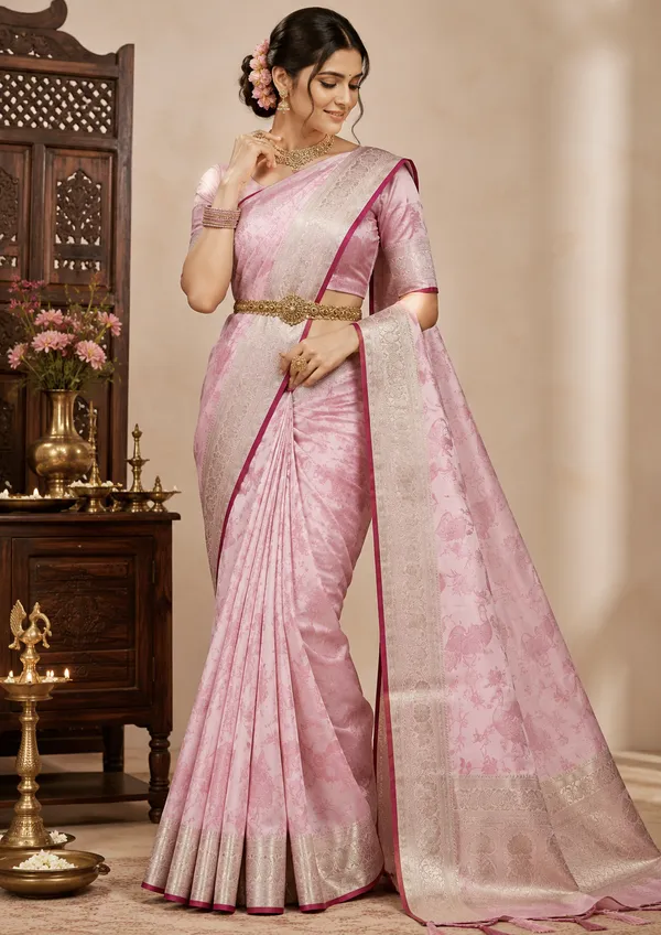 Pink_Jhakat_Silk_Peacock_Floral_Printed_Saree_For_Women