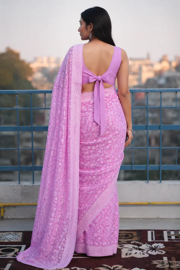Pink_Cotton_Floral_Print_Saree_For_Women