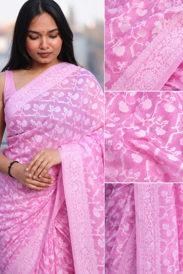 Pink_Cotton_Floral_Print_Saree_For_Women