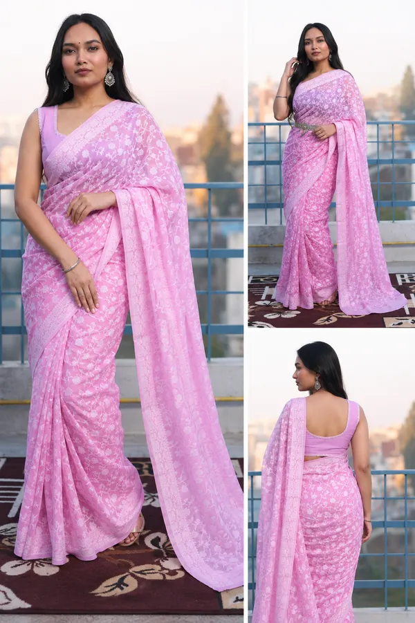 Pink_Cotton_Floral_Print_Saree_For_Women