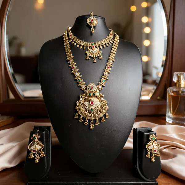 Golden_Brass_Temple_Jewellery_Combo_Set_For_Women