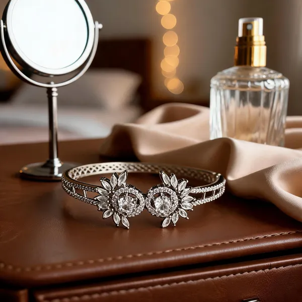 Silver_Brass_Crystal_Floral_Bracelet_For_Women
