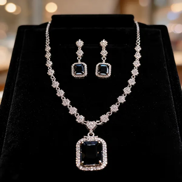 Silver_Brass_Black_Stone_Necklace_Set_For_Women