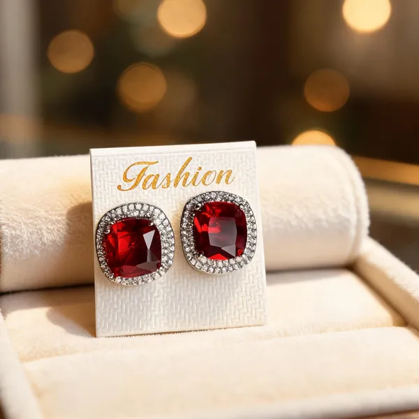 Silver_And_Red_Brass_Crystal_Stud_Earrings_For_Women