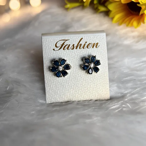 Silver_Blue_Brass_Floral_Stone_Stud_Earrings_For_Women