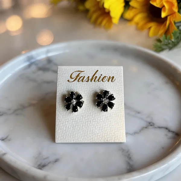 Silver_Black_Brass_Floral_Stud_Earrings_For_Women