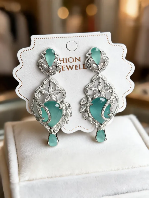 Silver_And_Blue_Brass_Stone_Drop_Earrings_For_Women