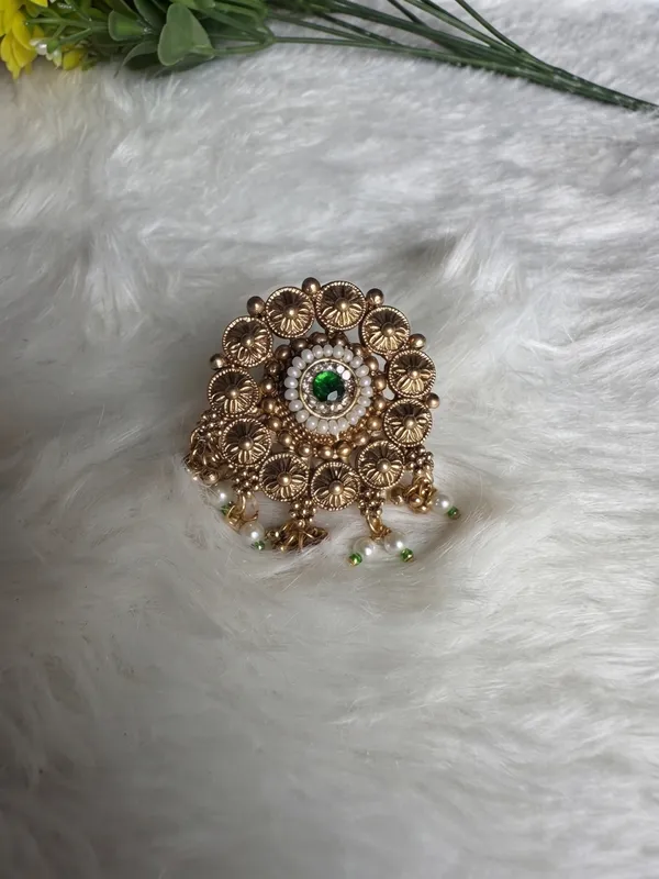 Golden_Brass_Floral_Embellished_Bangle_Ring_For_Women