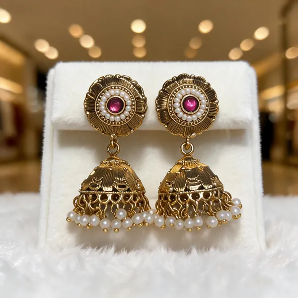 Golden_Brass_Stone_Studded_Jhumka_Earrings_For_Women