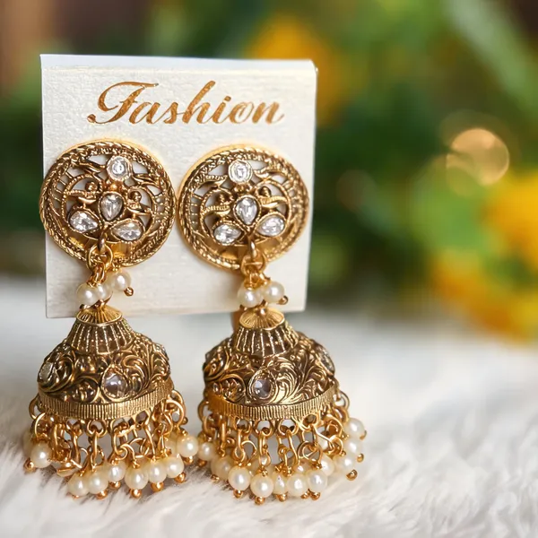 Golden_Brass_Pearl_Jhumka_Earrings_For_Women