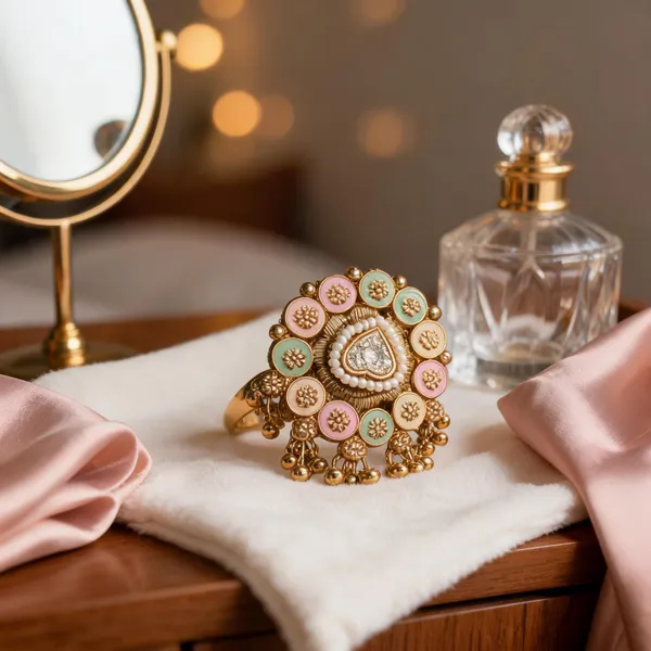 Golden_Brass_Floral_Embellished_Ring_For_Women