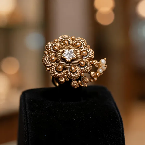 Golden_Brass_Floral_Embellished_Ring_For_Women