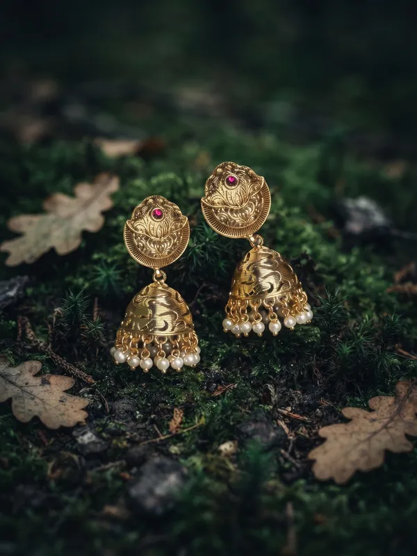 Golden_Brass_Peacock_Jhumka_Earrings_For_Women