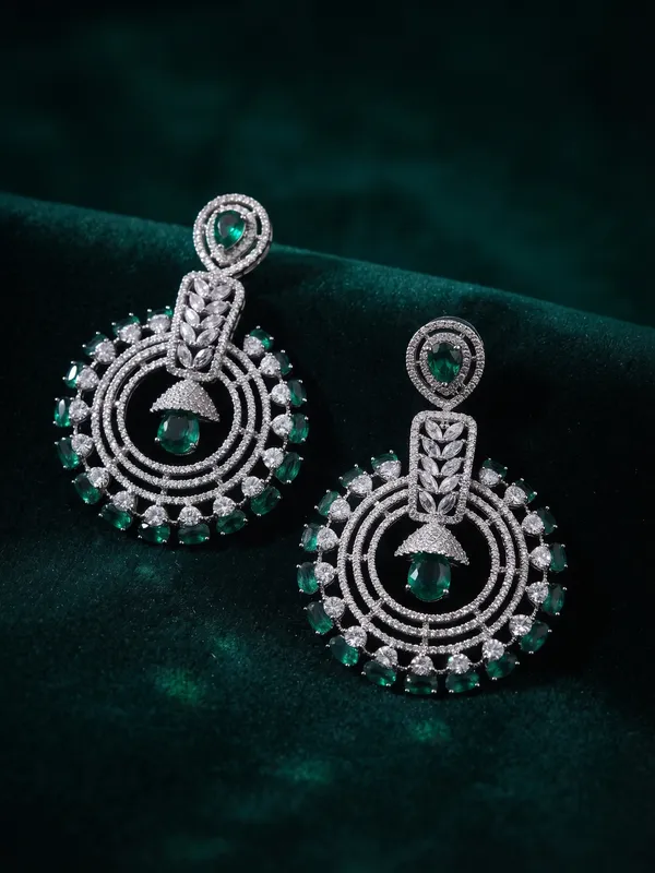 Silver_Brass_Green_Stone_Statement_Earrings_For_Women