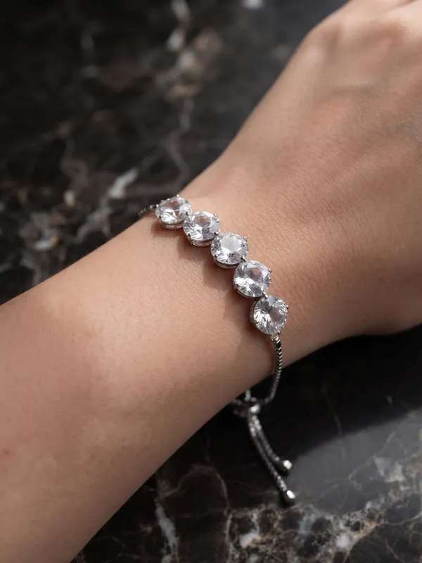 Silver_Brass_Clustered_Motif_Bracelet_For_Women