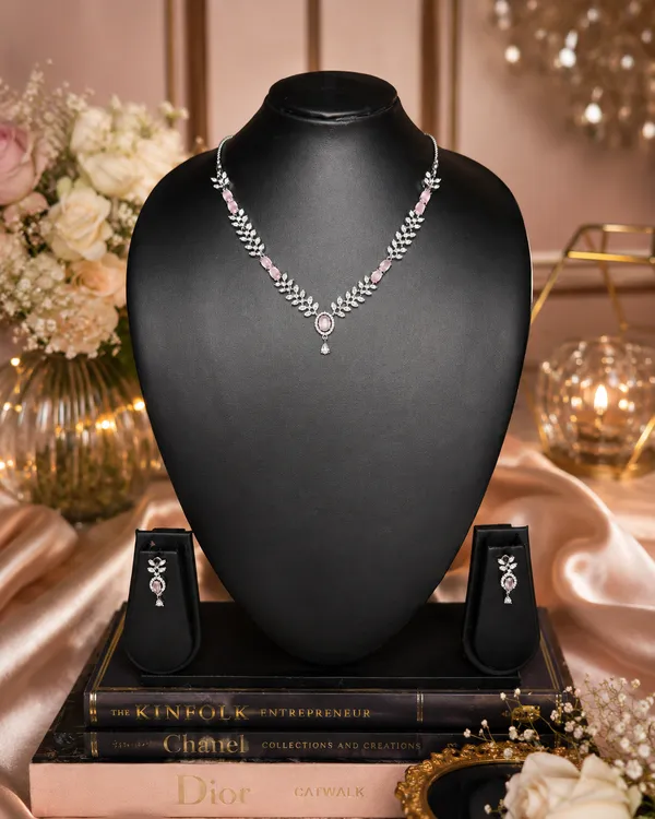 Silver_Brass_Necklace_And_Earrings_Set_For_Women
