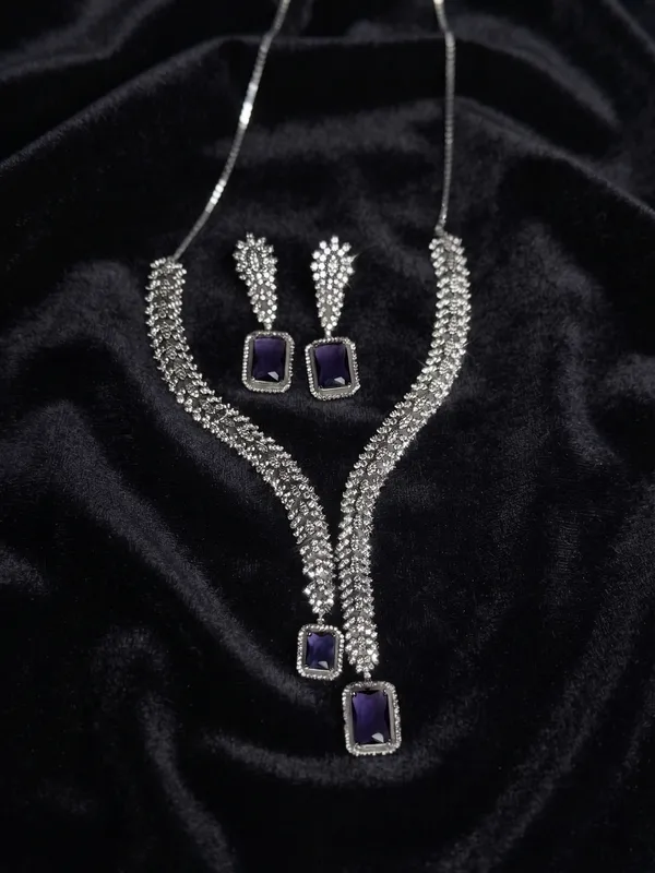 Silver_Brass_Purple_Stone_Necklace_And_Earrings_Combo_Set_For_Women
