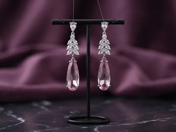 Silver_Brass_Pink_Teardrop_Stone_Dangle_Earrings_For_Women