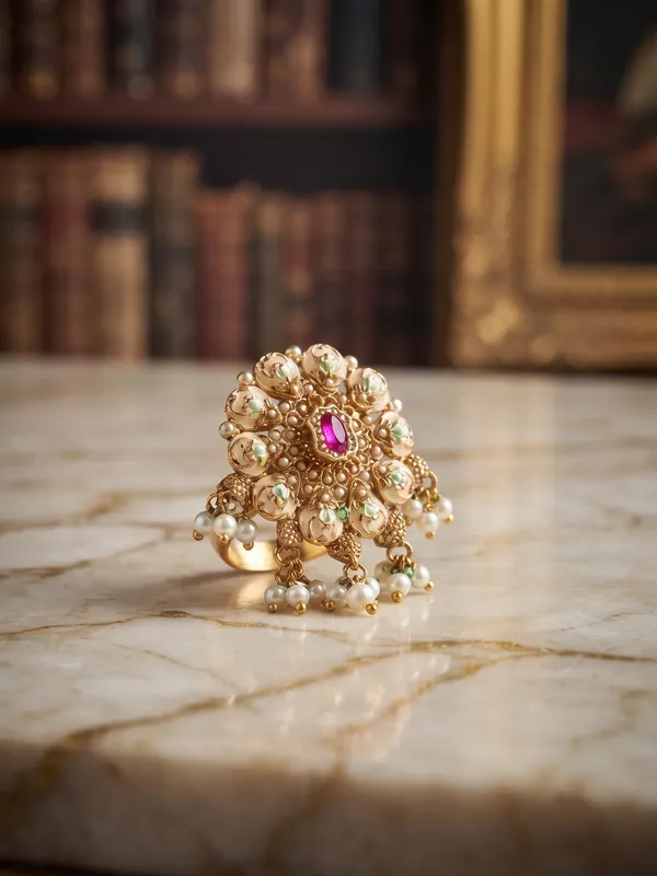 Golden_Brass_Woven_Statement_Ring_For_Women