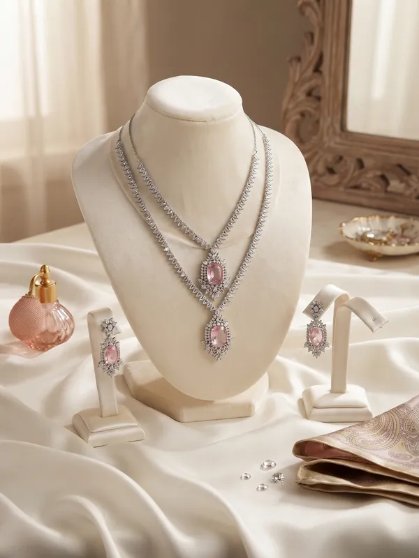 Silver_And_Pink_Brass_Stone_Studded_Necklace_Set_For_Women