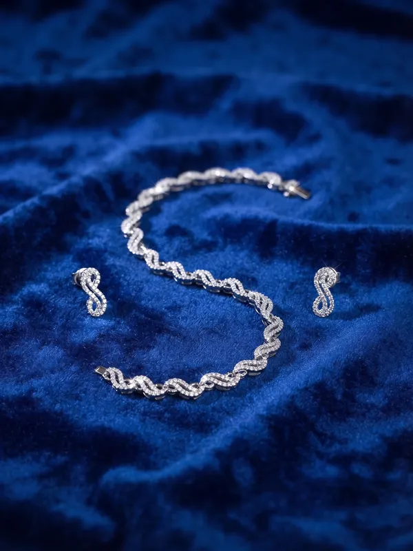 Silver_Brass_Wavy_Link_Necklace_Set_For_Women