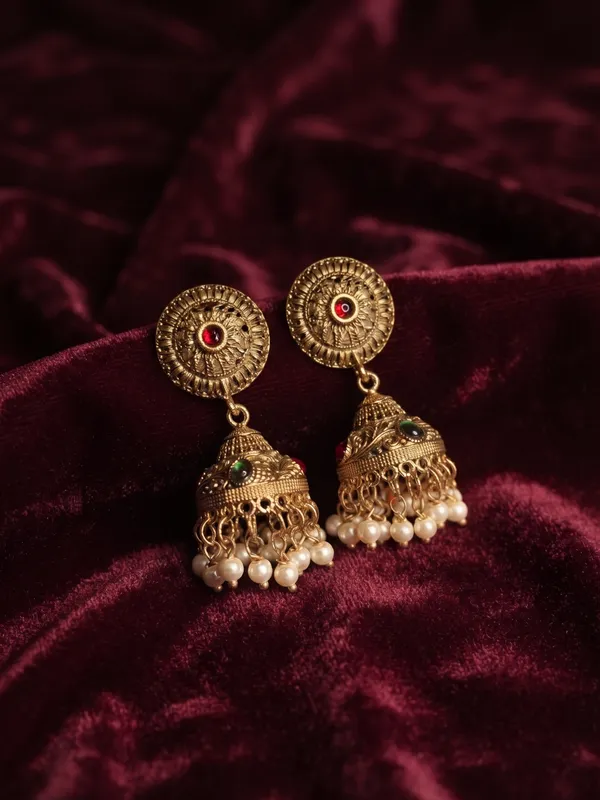 Golden_Brass_Traditional_Jhumka_Earrings_For_Women