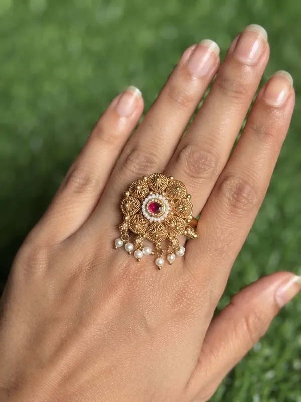 Golden_Brass_Floral_Juda_Hair_Accessory_Ring_For_Women