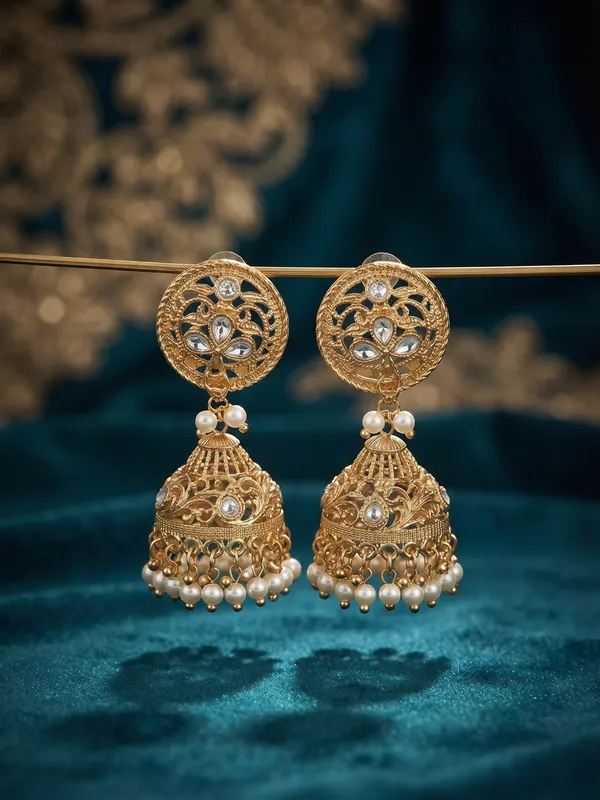 Golden_Brass_Pearl_Jhumka_Earrings_For_Women