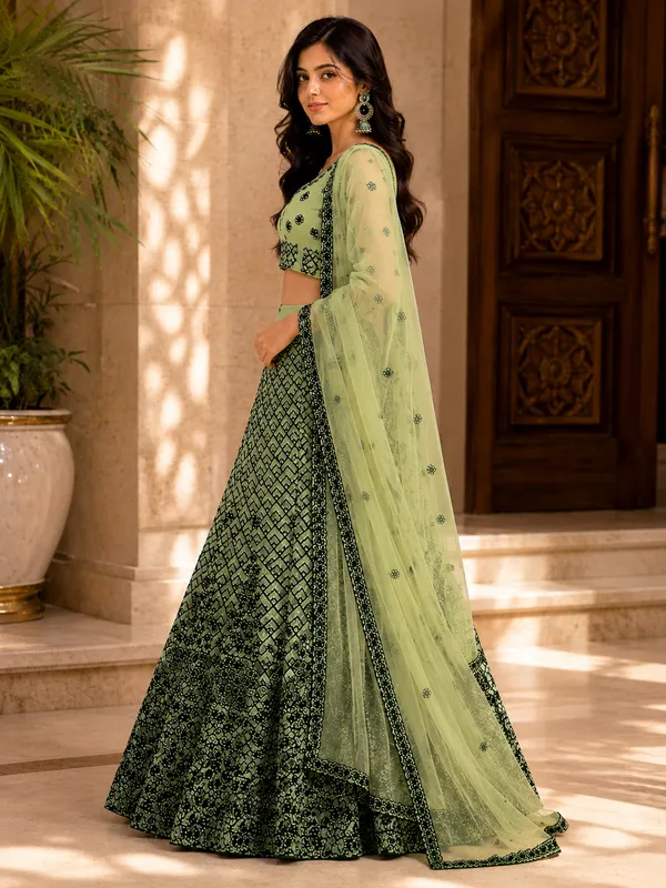 Pistachio_Noir_Grace_Semi-Stitched_Lehenga_Set
