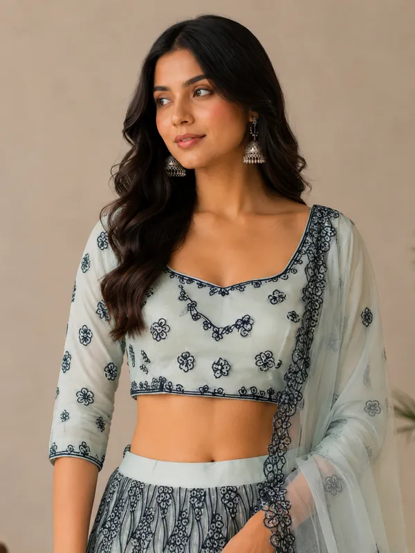 Ocean_Mist_Weave_Semi-Stitched_Lehenga_Set