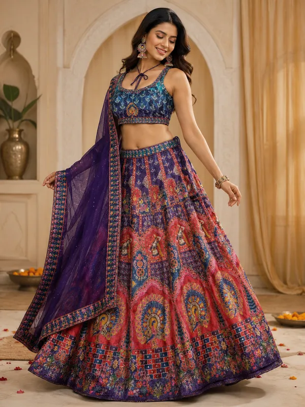 Blue_Multicolor_Printed_Sequin_Embroidered_Lehenga_Choli_For_Women