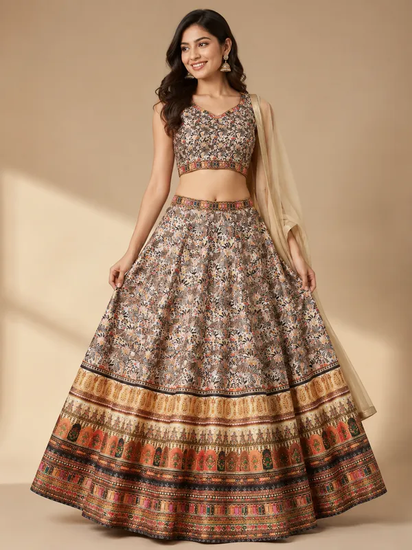 Multicolor_Digital_Print_Sleeveless_Lehenga_Choli_With_Dupatta_For_Women